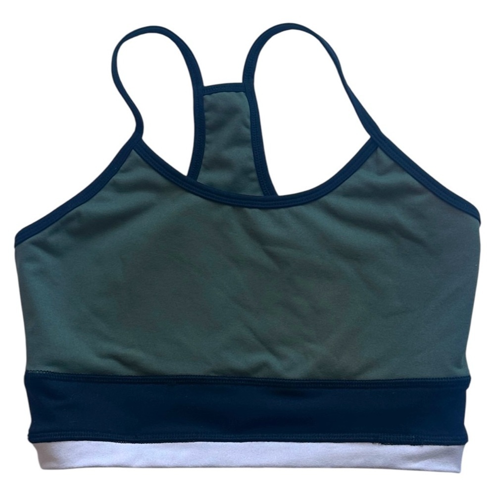 Electric & Rose Colorblock Scoop Neck Racerback Sports Bra Olive Green Medium